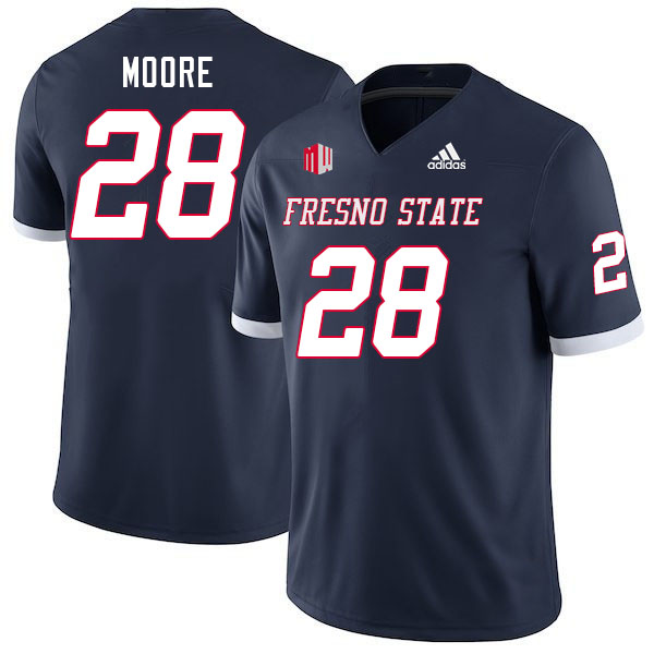 Men #28 Damien Moore Fresno State Bulldogs College Football Jerseys Stitched Sale-Navy - Click Image to Close